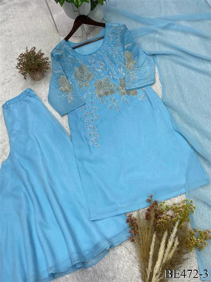 Beautiful Soft Rich Crunchy With Beads & Embroidery Work Plazzo Set