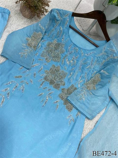 Beautiful Soft Rich Crunchy With Beads & Embroidery Work Plazzo Set