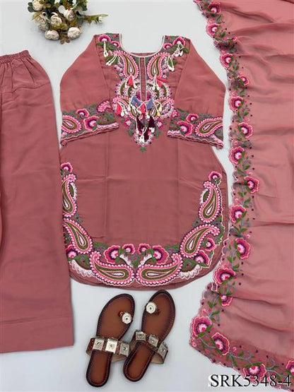 Beautiful Soft Rich Pure Heavy Georgette With Embroidery Thread Work Suit Set