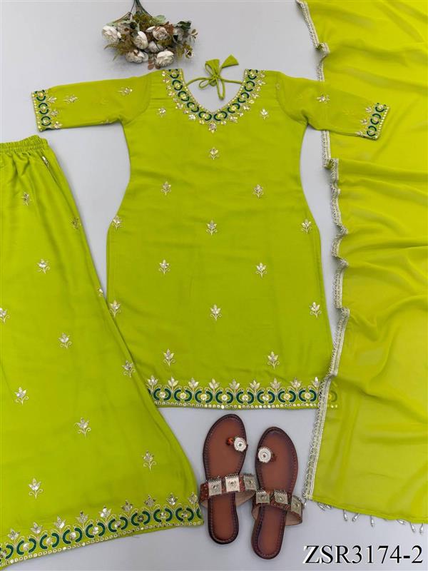 Beautiful Soft Rich Fox Georgette With Embroidery Sequence Work Suit Set