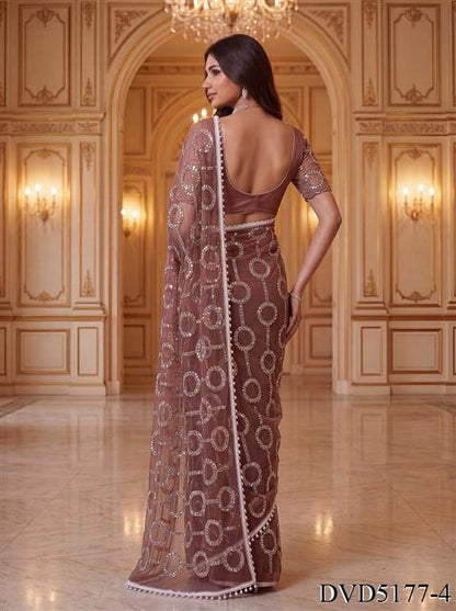 Beautiful Soft Rich Net With Beads, Sequins & Pearl Embroidery Work Saree