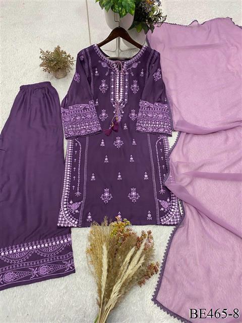 Beautiful Soft Rich Rayon With Embroidery & Paper Mirror Work Plazzo Suit Set