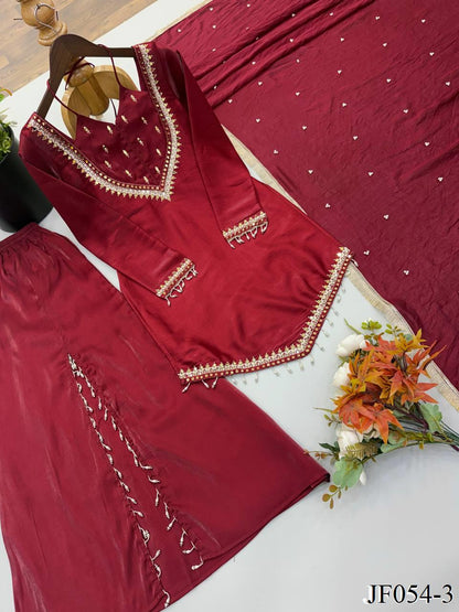 Elegant Roman Glass Mirror Work Palazzo Suit