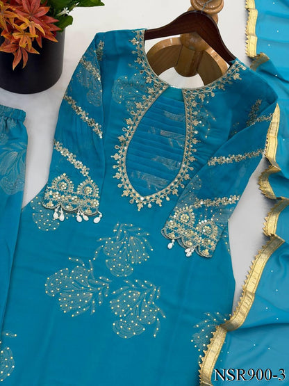 Beautifull Faux Georgette Embroidery Work Top Pent