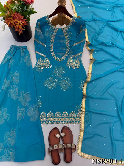 Beautifull Faux Georgette Embroidery Work Top Pent