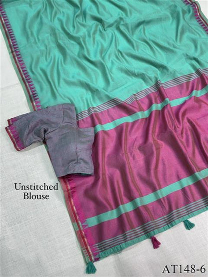 Linen Cotton Motif Zari Thread Weaving Jacquard Saree