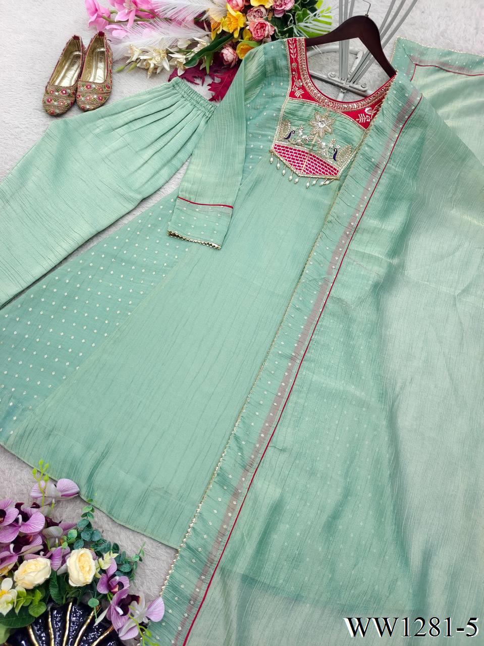 New Arrival SalsaButt Silk With Embroidery Work Top Pent