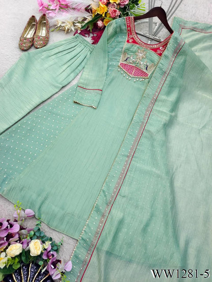 New Arrival SalsaButt Silk With Embroidery Work Top Pent