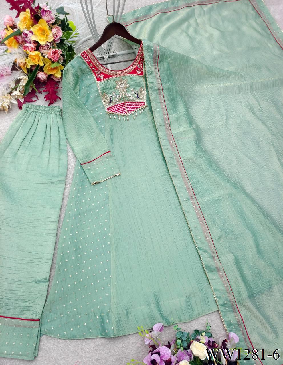 New Arrival SalsaButt Silk With Embroidery Work Top Pent