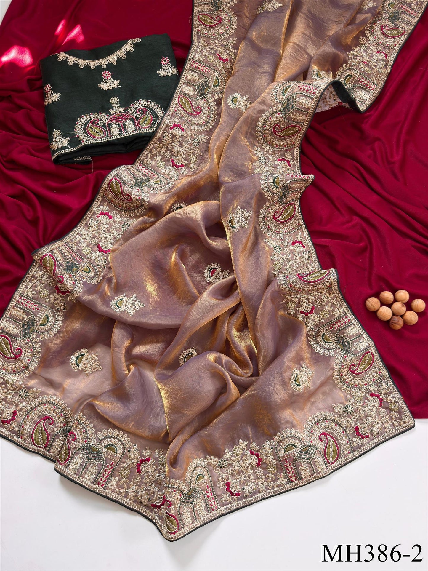 Heavy Embroidered Work Sattin Silk Saree