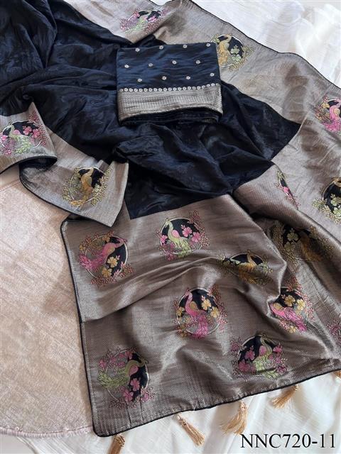 Mushroom Satin Silk With Zari Work Saree