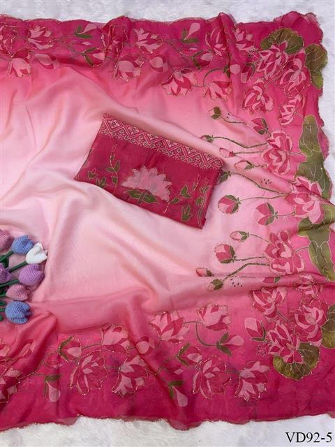Tebby Silk With Floral Print & Katdana Handwork