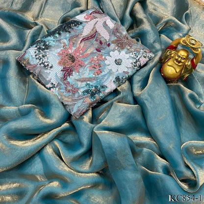 Beautifull Space Silk With Plain Work Saree