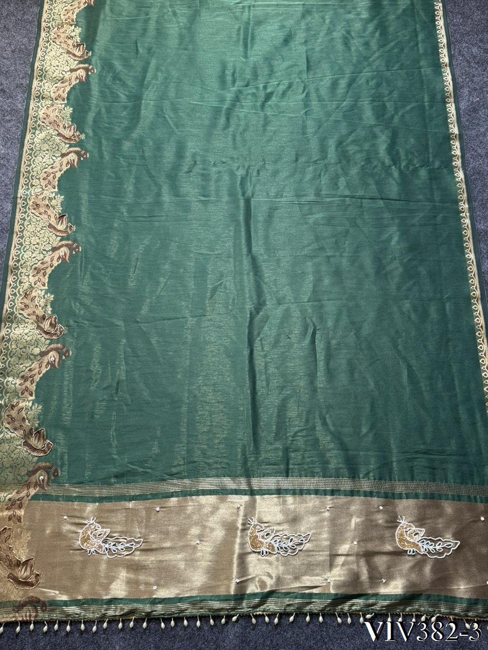Pure Shimmer Tissue Handwork Saree
