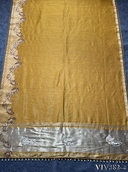 Pure Shimmer Tissue Handwork Saree