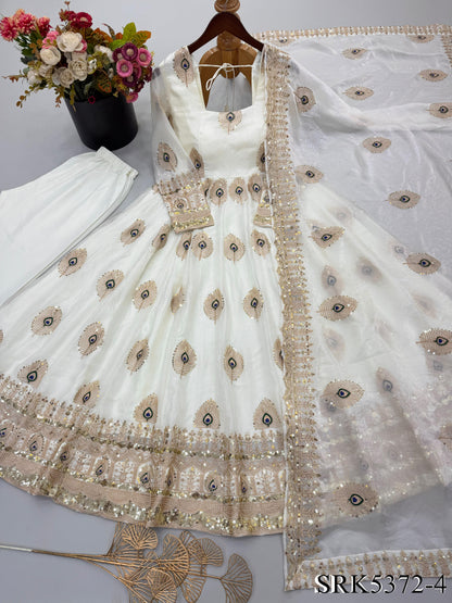 Beautifull Fendy Silk With Sequience Work Gown