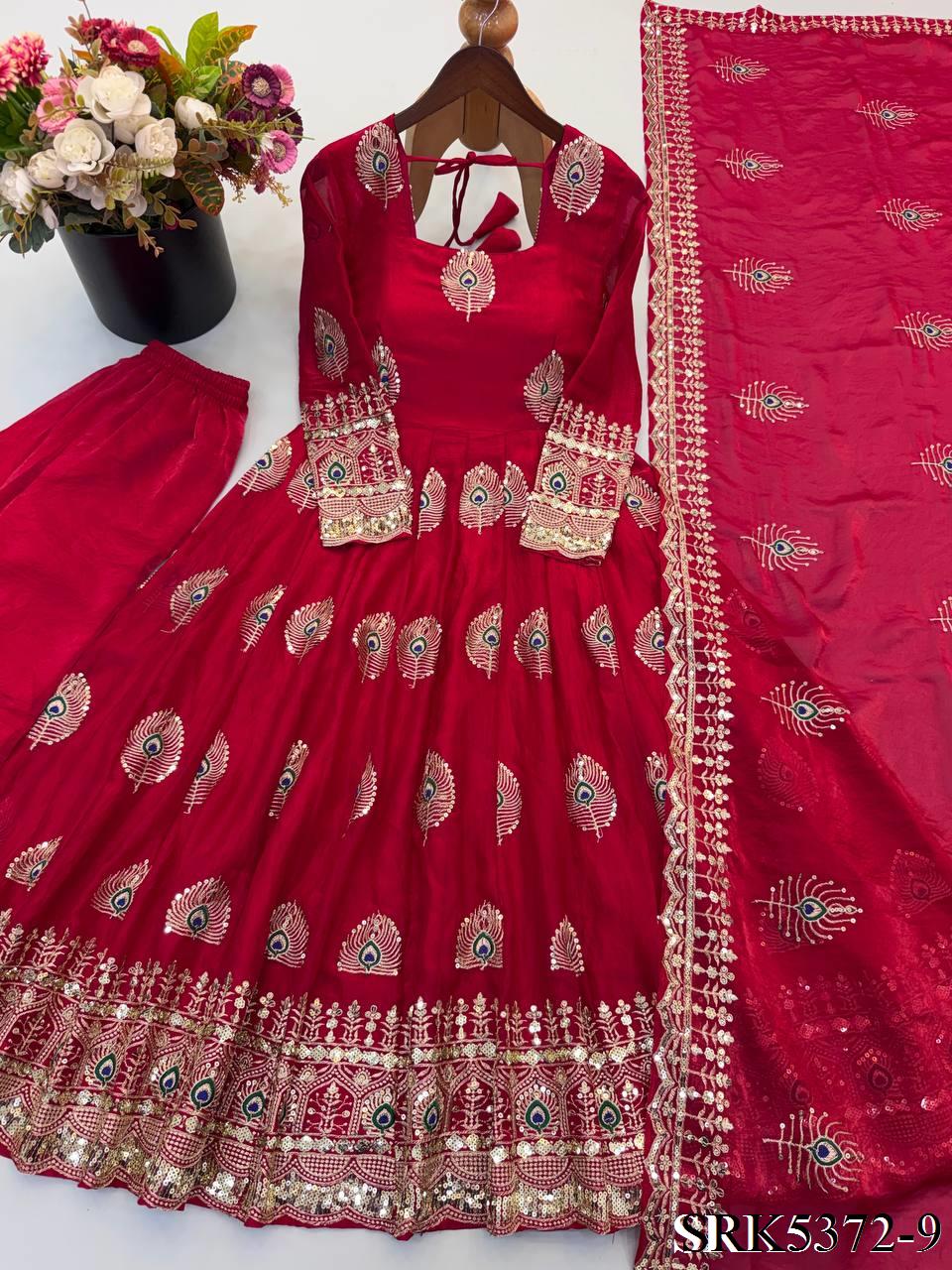 Beautifull Fendy Silk With Sequience Work Gown