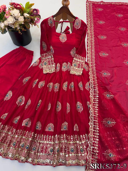 Beautifull Fendy Silk With Sequience Work Gown