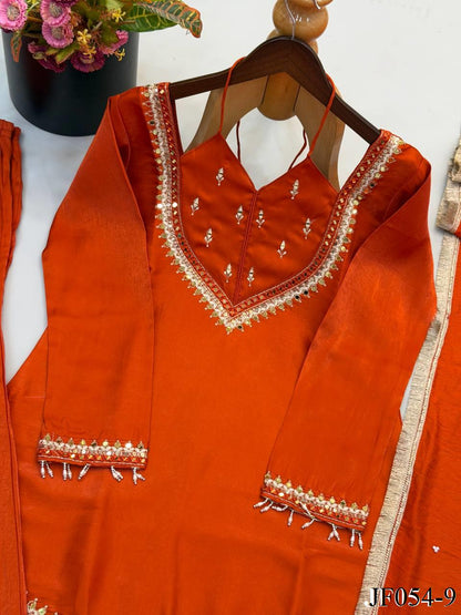 Elegant Roman Glass Mirror Work Palazzo Suit