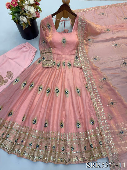 Beautifull Fendy Silk With Sequience Work Gown