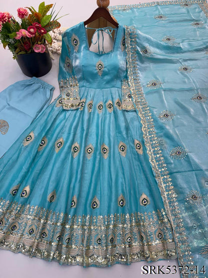 Beautifull Fendy Silk With Sequience Work Gown