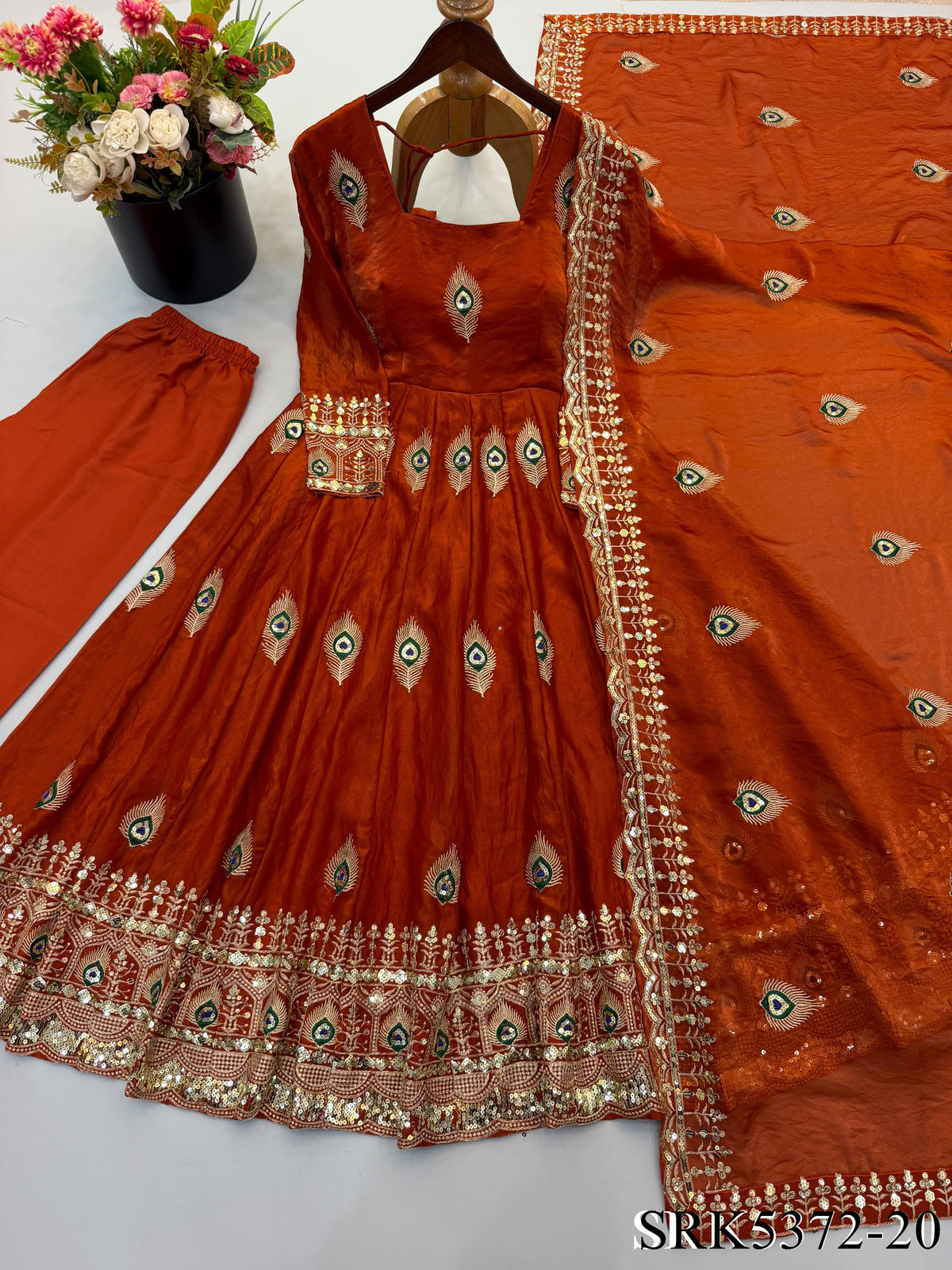 Beautifull Fendy Silk With Sequience Work Gown