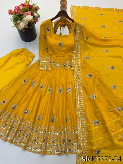 Beautifull Fendy Silk With Sequience Work Gown