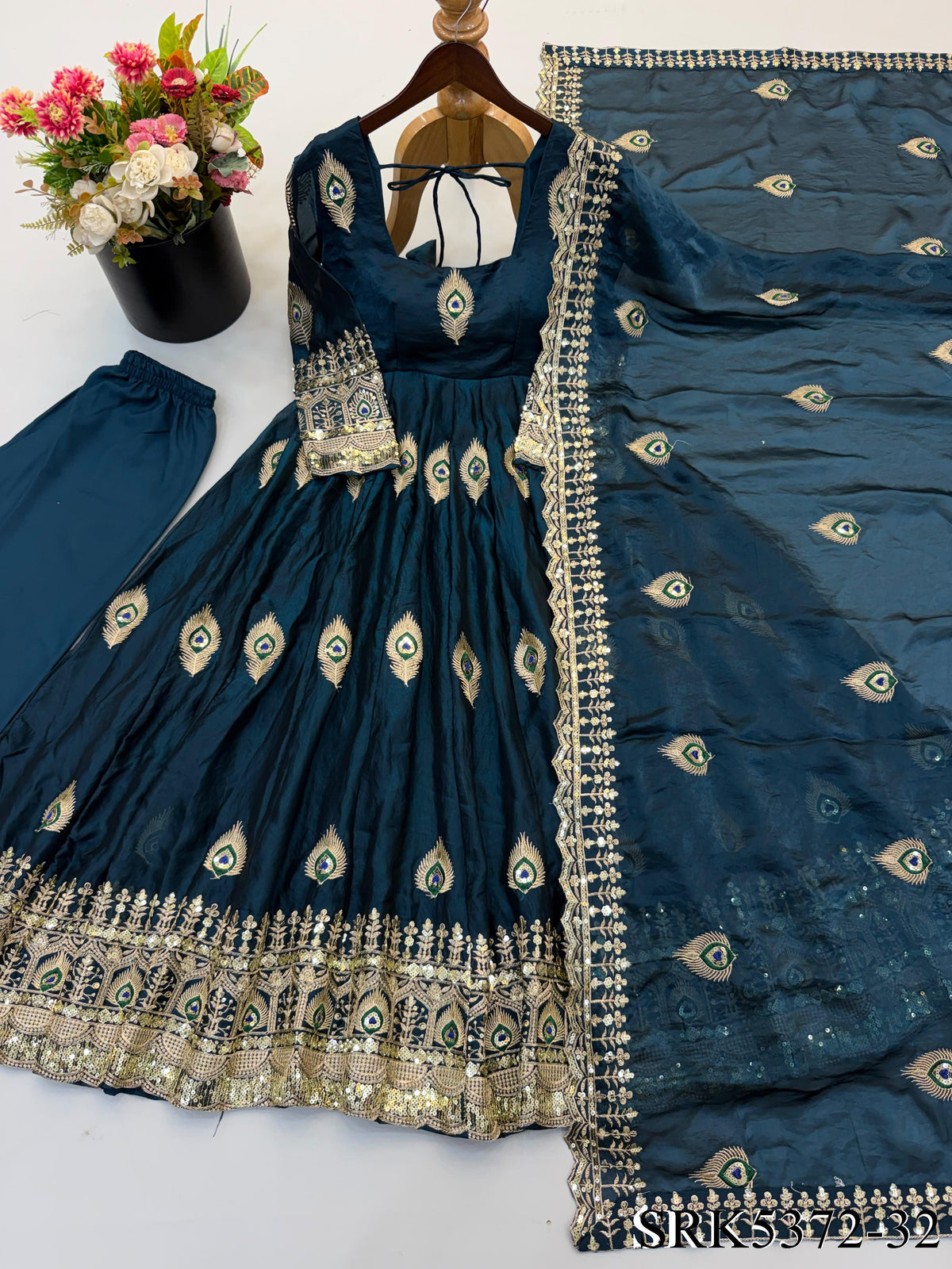 Beautifull Fendy Silk With Sequience Work Gown