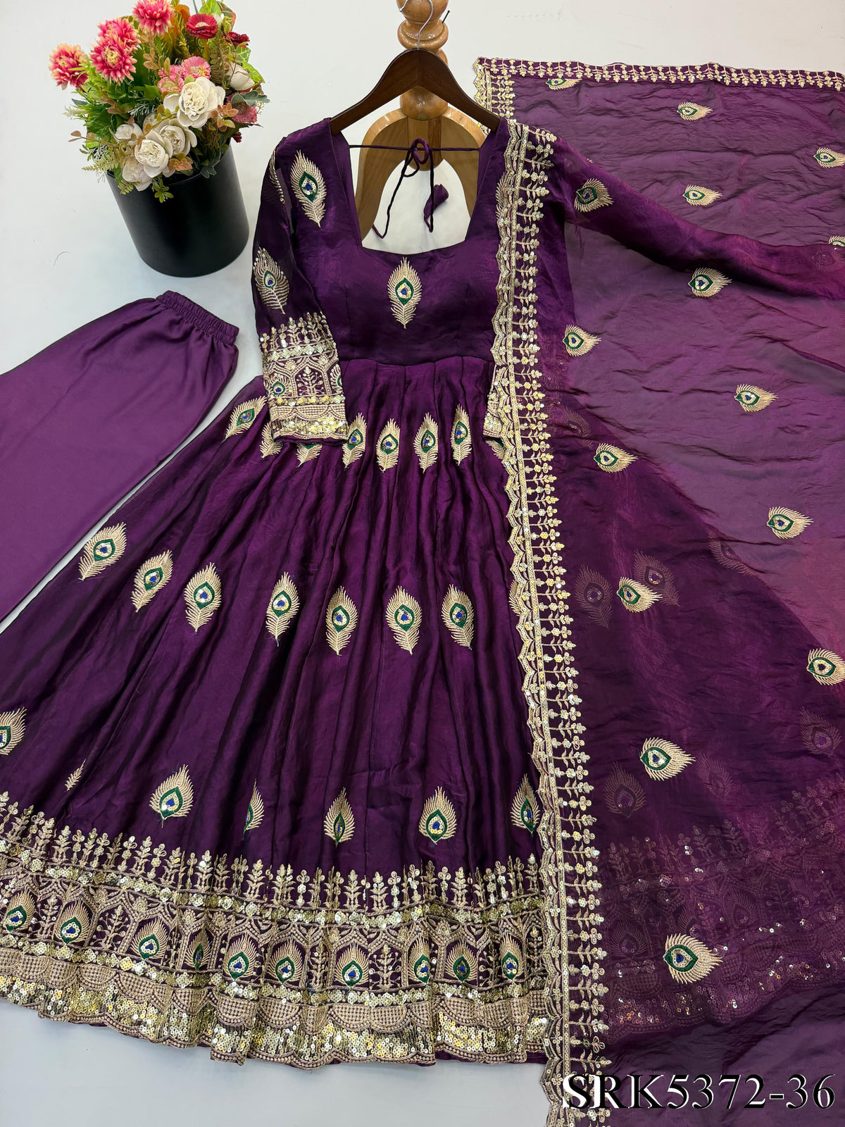 Beautifull Fendy Silk With Sequience Work Gown