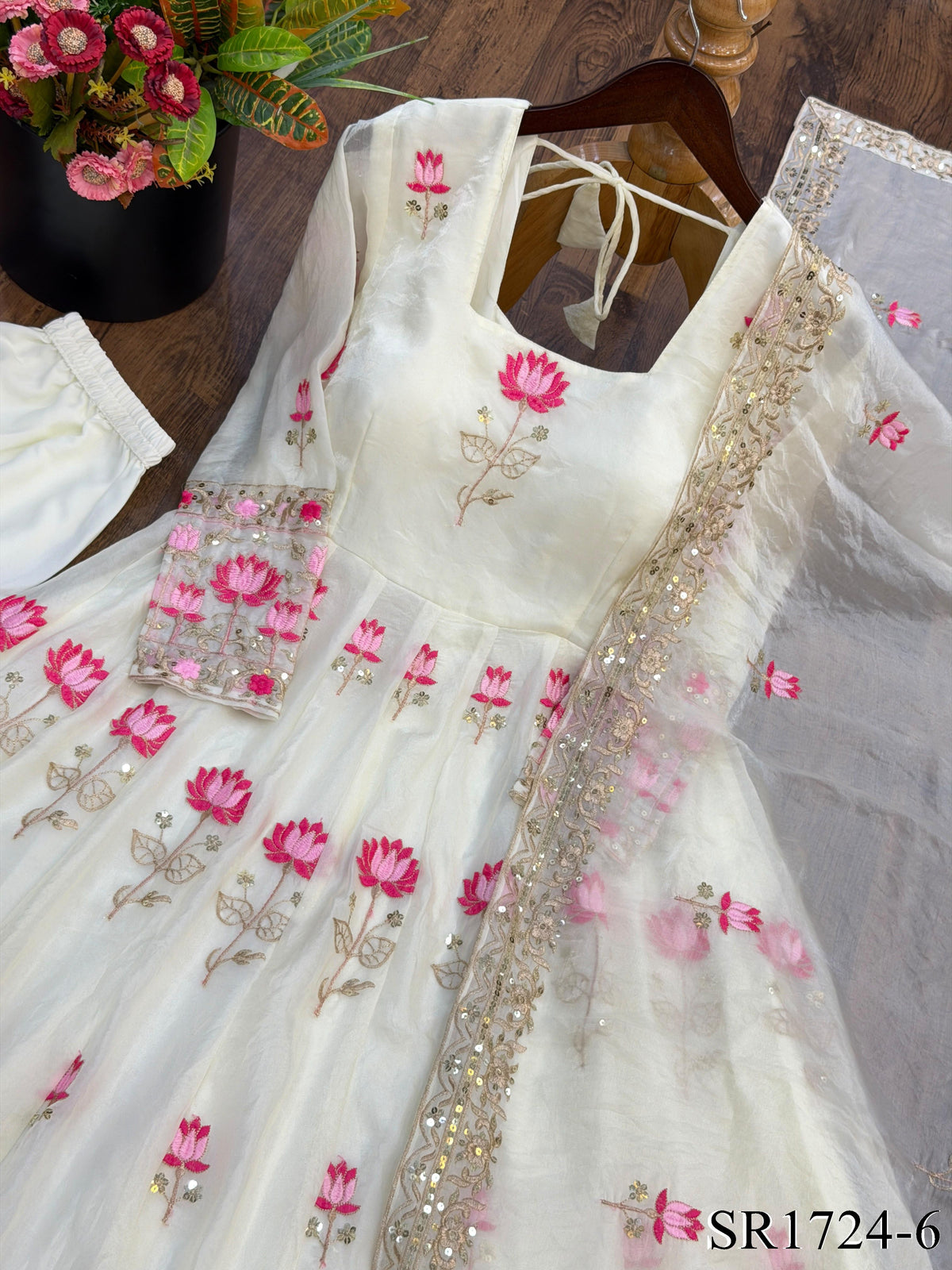 Beautifull Fendy Silk With Embroidery Work Gown