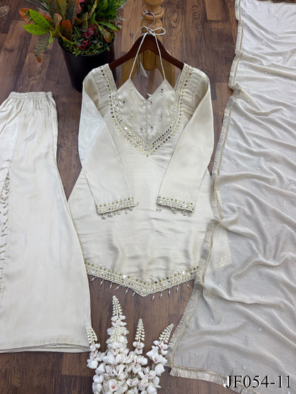Elegant Roman Glass Mirror Work Palazzo Suit