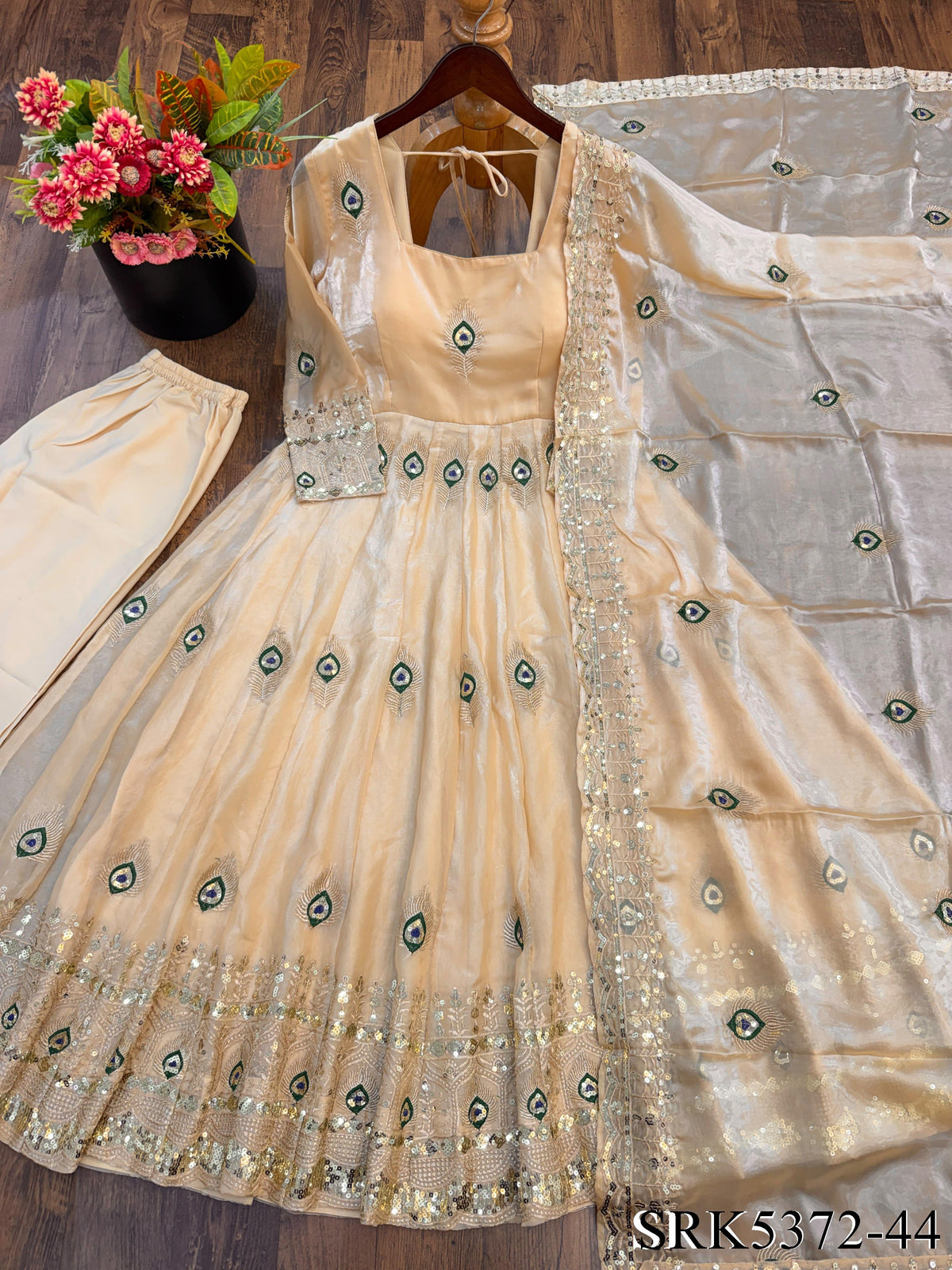 Beautifull Fendy Silk With Sequience Work Gown