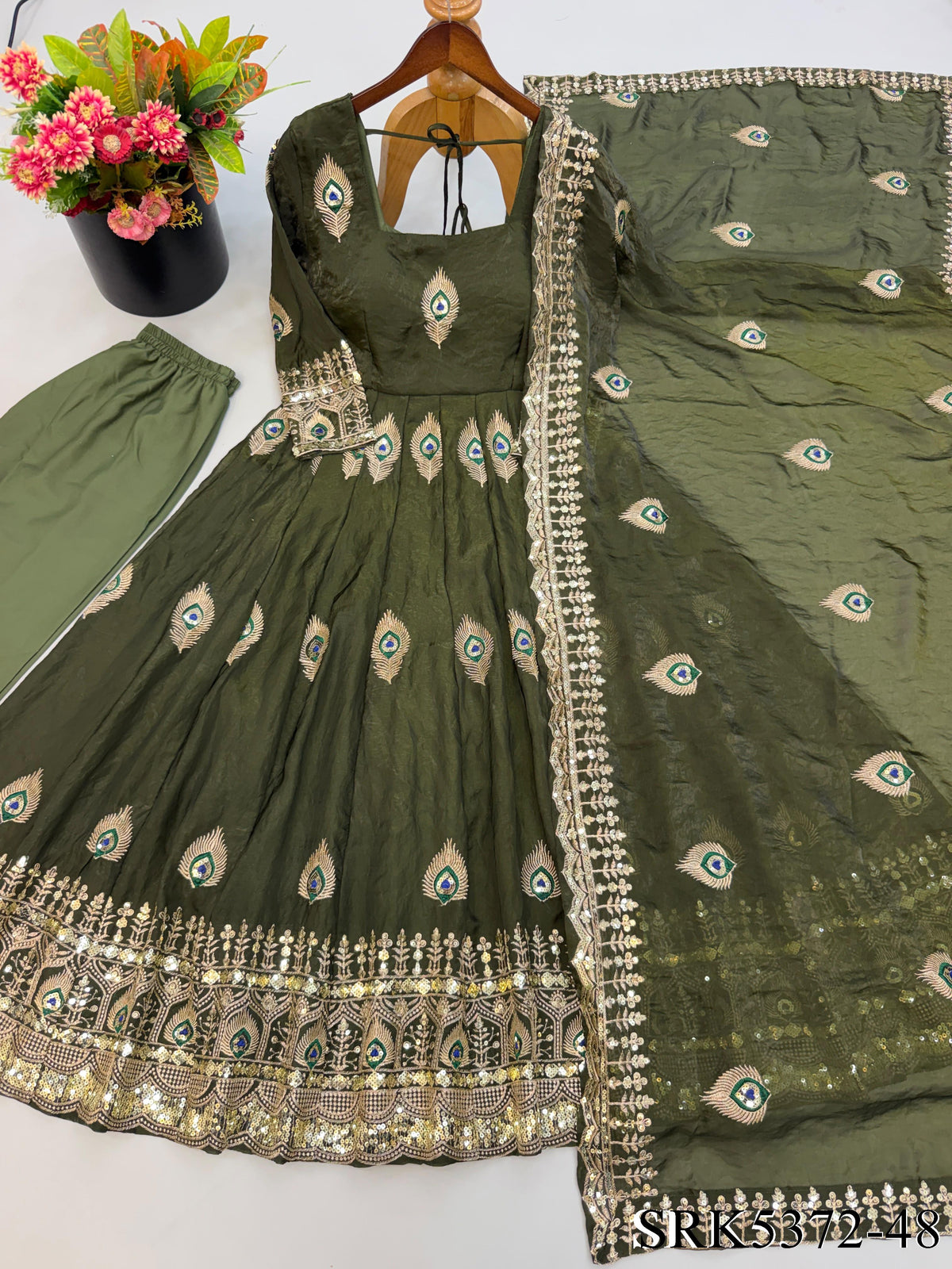 Beautifull Fendy Silk With Sequience Work Gown