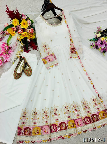 New Wear Blooming Georgette Embroidery Work Gown