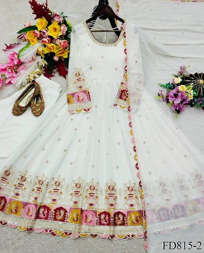 New Wear Blooming Georgette Embroidery Work Gown