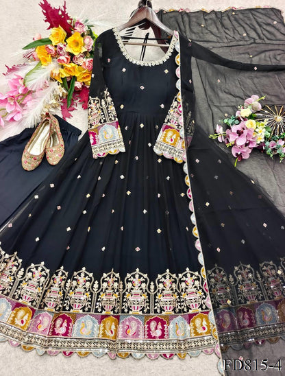 New Wear Blooming Georgette Embroidery Work Gown
