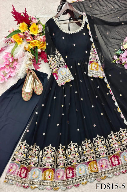 New Wear Blooming Georgette Embroidery Work Gown
