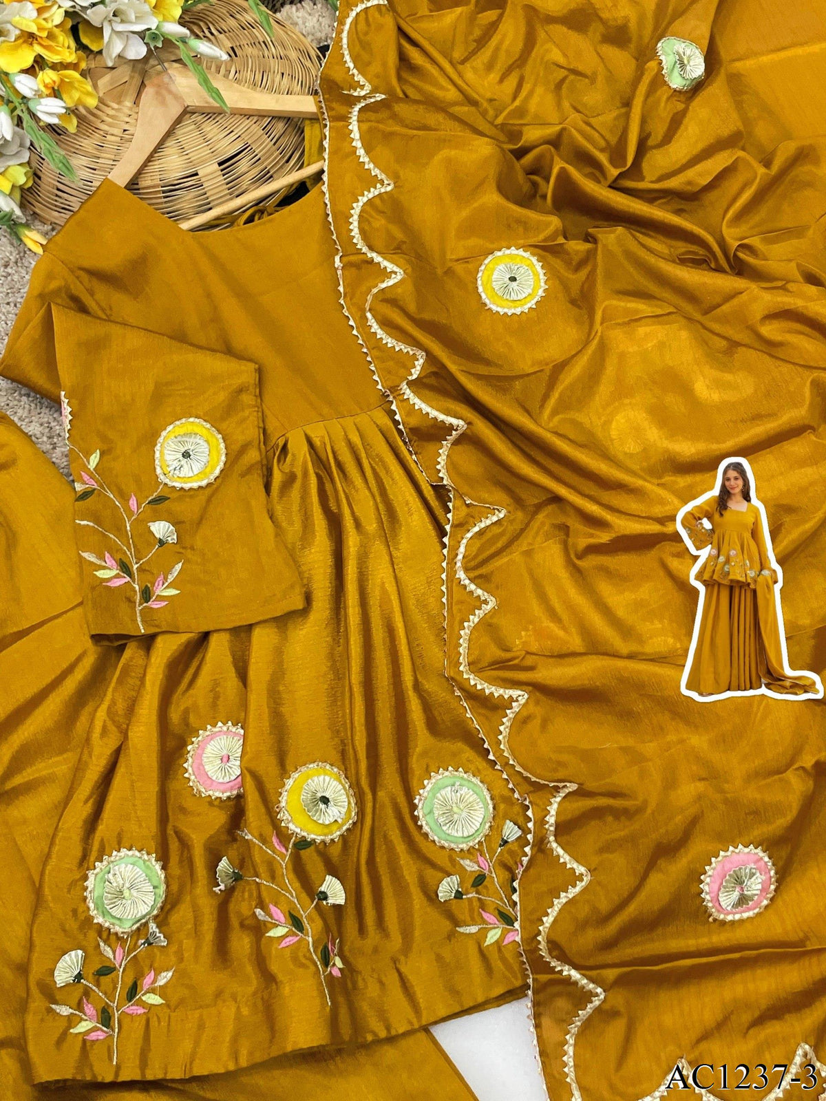 Yellow Color Fandy Silk With Zari Work Top Pent