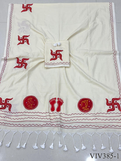 Trending Pure Loom Cotton With Handmade Dana Pallu Saree