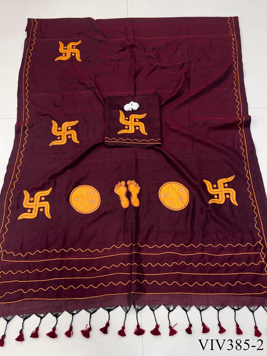 Trending Pure Loom Cotton With Handmade Dana Pallu Saree