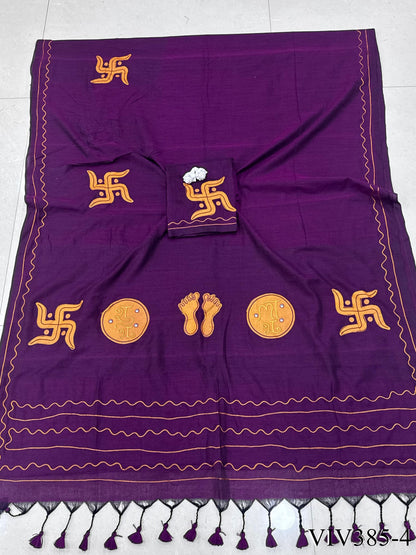 Trending Pure Loom Cotton With Handmade Dana Pallu Saree