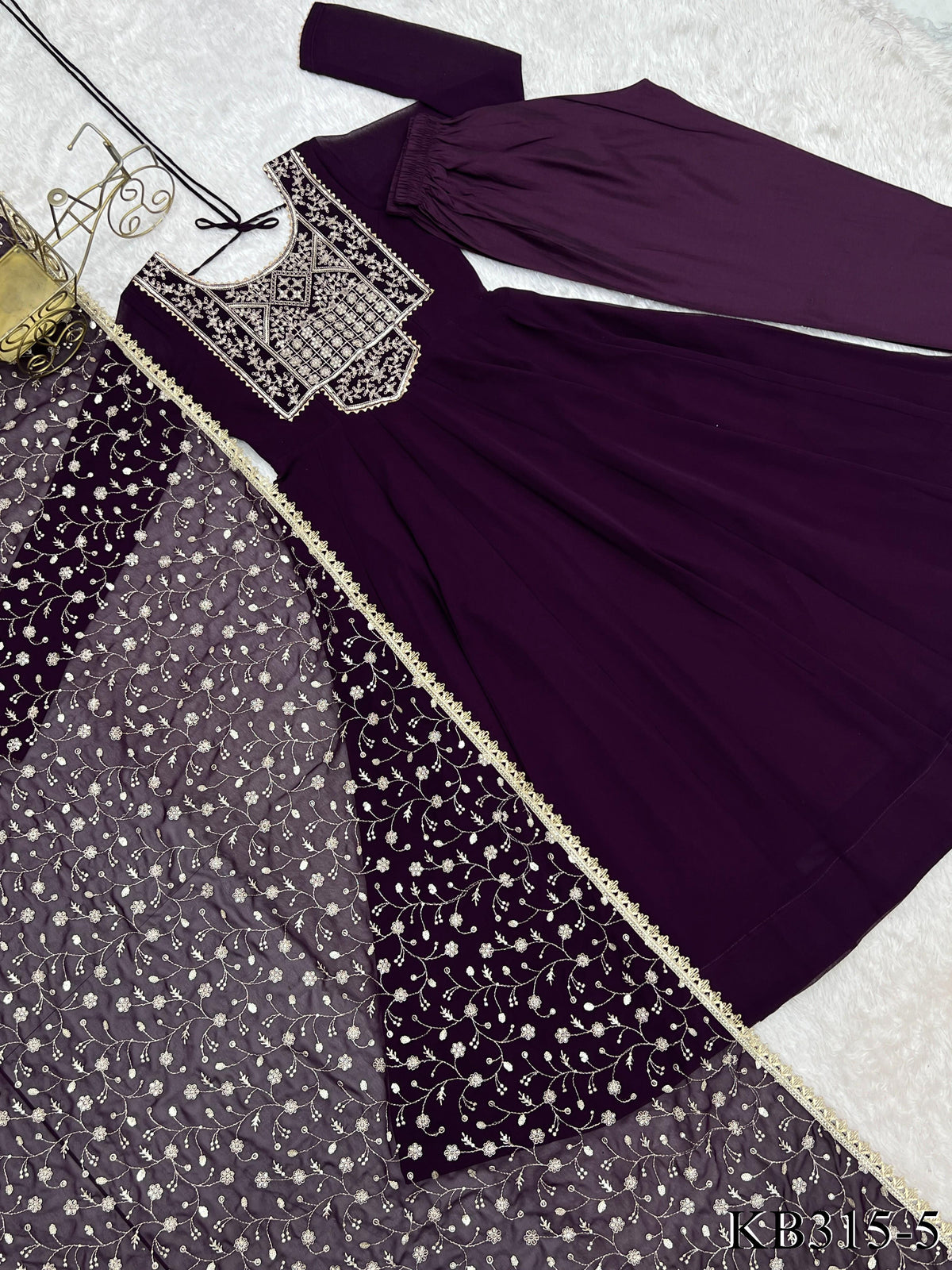 Wine Color Beautifull Georgette Embroidery Work Anarkali