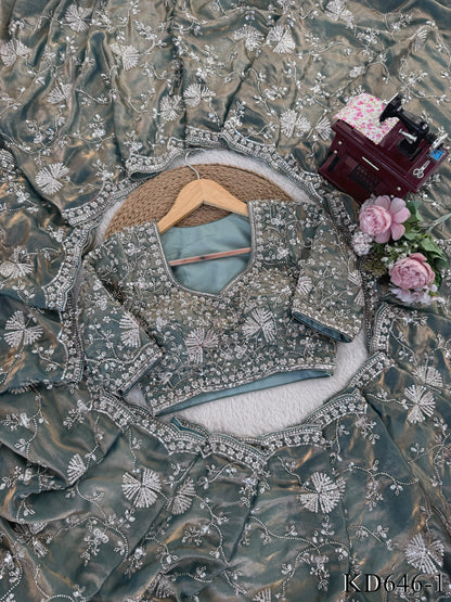 Beautifull Fendy Silk With Beds Work Saree