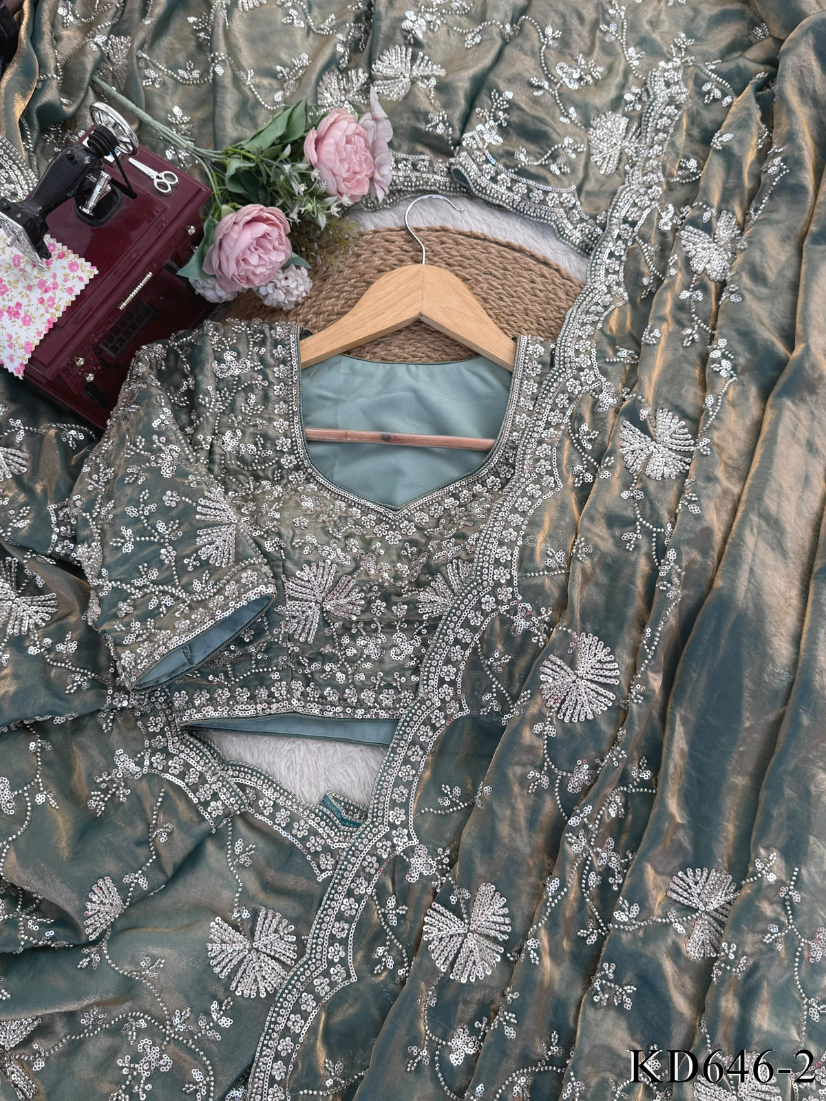 Beautifull Fendy Silk With Beds Work Saree