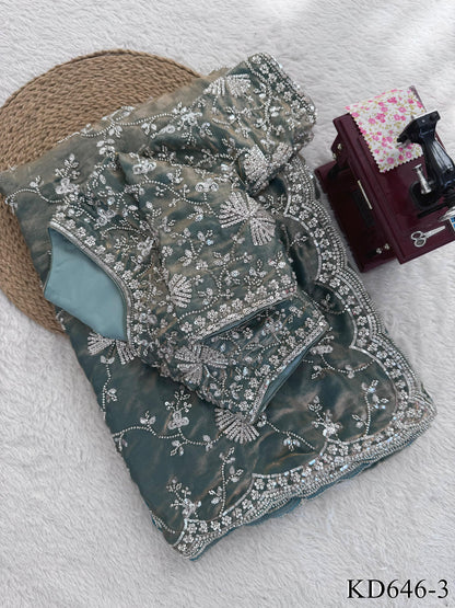 Beautifull Fendy Silk With Beds Work Saree