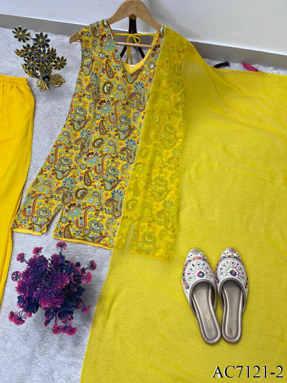 Special Wear Georgette Embroidery Work Top Plazzo