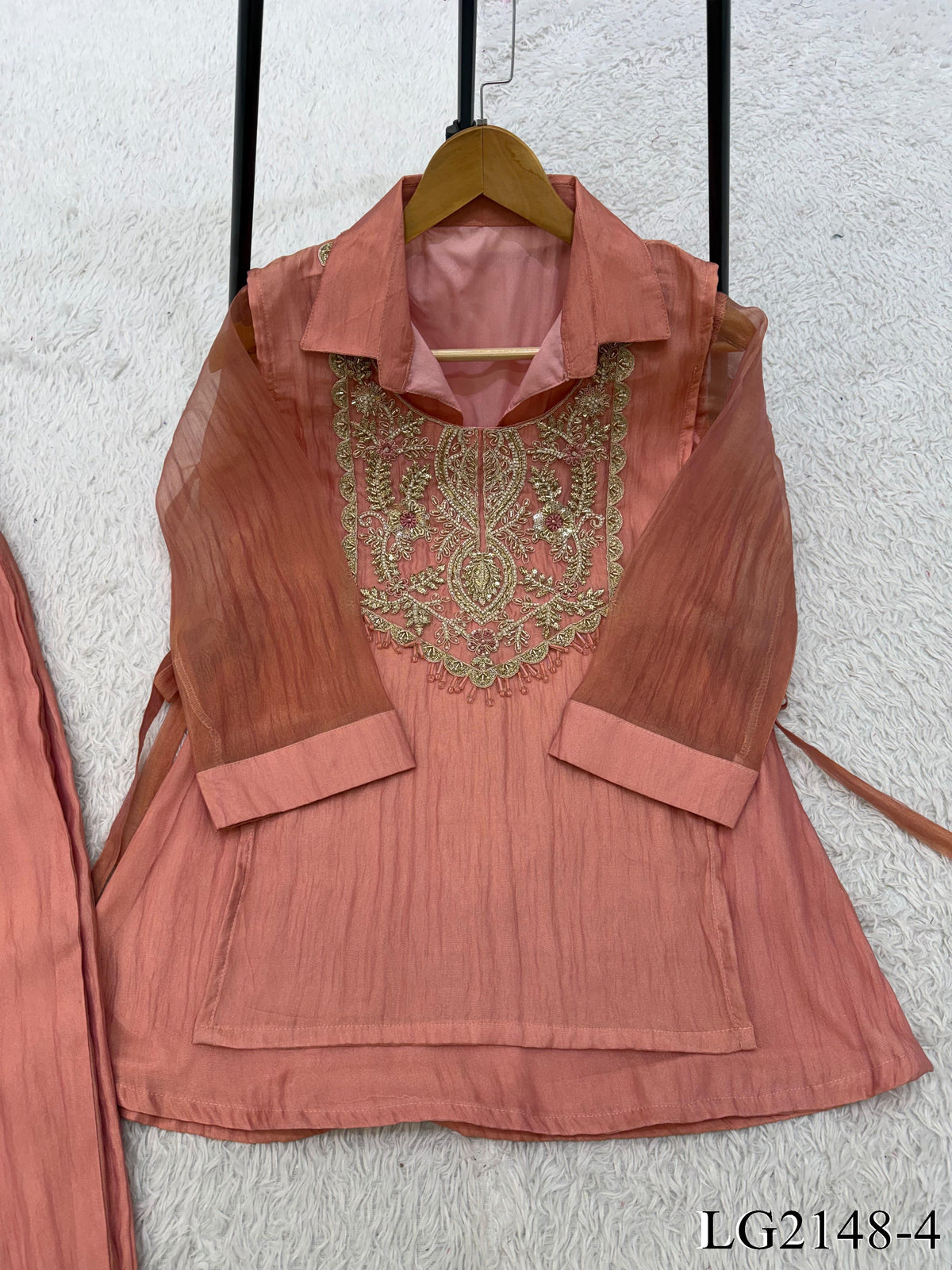Beautifull Mosko Embroidery Sequience Work Top Pent