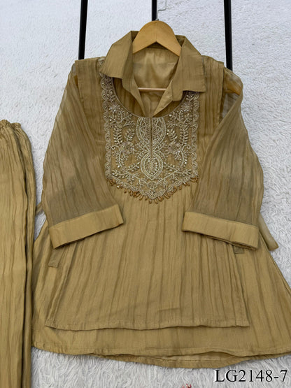 Beautifull Mosko Embroidery Sequience Work Top Pent