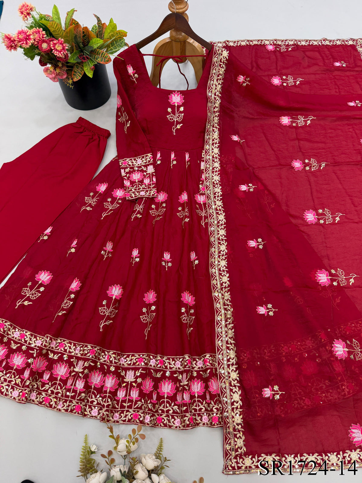 Beautifull Fendy Silk With Embroidery Work Gown