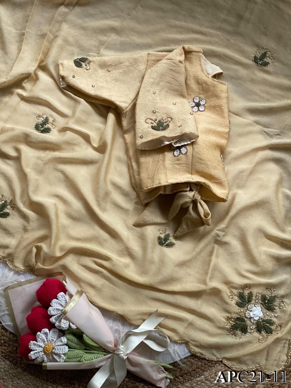 Beautifull Chiffon With Premium Chiffon With Reahsm Work Saree